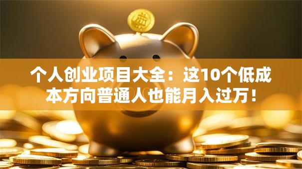 个人创业项目大全：这10个低成本方向普通人也能月入过万！