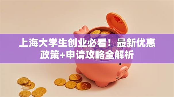 上海大学生创业必看！最新优惠政策+申请攻略全解析