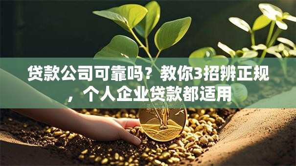 贷款公司可靠吗？教你3招辨正规，个人企业贷款都适用