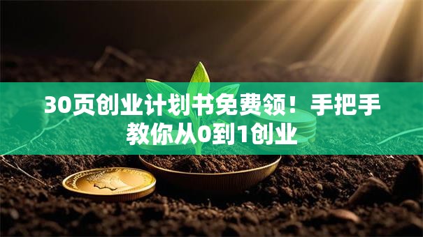 30页创业计划书免费领！手把手教你从0到1创业
