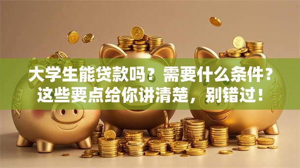 大学生能贷款吗？需要什么条件？这些要点给你讲清楚，别错过！