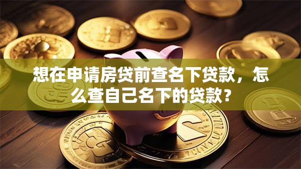想在申请房贷前查名下贷款，怎么查自己名下的贷款？