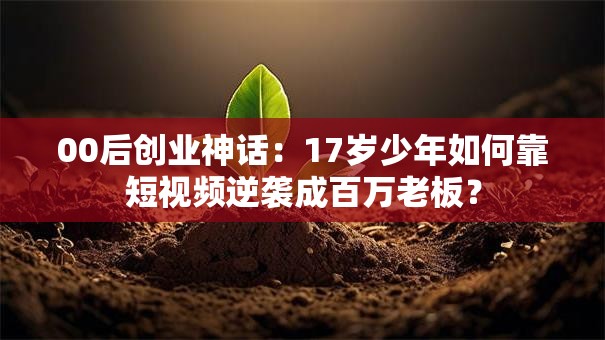 00后创业神话：17岁少年如何靠短视频逆袭成百万老板？