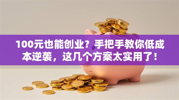 100元也能创业？手把手教你低成本逆袭，这几个方案太实用了！