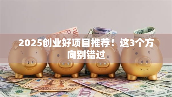 2025创业好项目推荐！这3个方向别错过