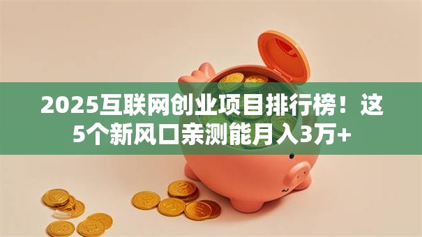 2025互联网创业项目排行榜！这5个新风口亲测能月入3万+