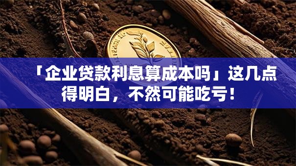 「企业贷款利息算成本吗」这几点得明白，不然可能吃亏！