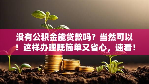 没有公积金能贷款吗？当然可以！这样办理既简单又省心，速看！