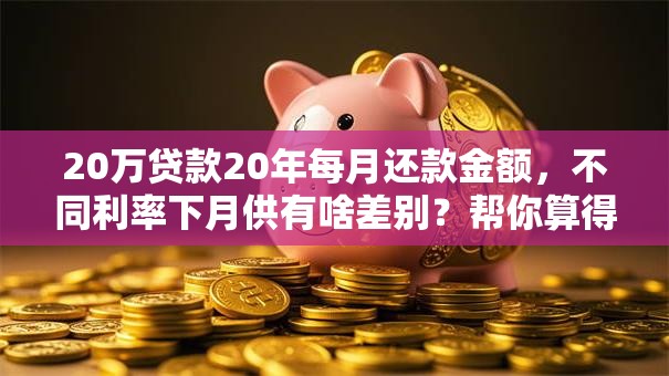 20万贷款20年每月还款金额，不同利率下月供有啥差别？帮你算得明明白白