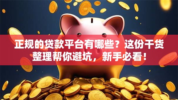 正规的贷款平台有哪些？这份干货整理帮你避坑，新手必看！