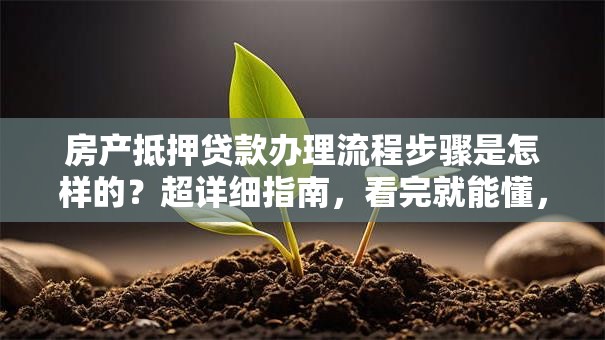 房产抵押贷款办理流程步骤是怎样的？超详细指南，看完就能懂，赶紧收藏！
