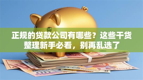 正规的贷款公司有哪些？这些干货整理新手必看，别再乱选了