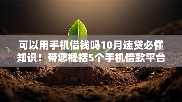 可以用手机借钱吗10月速贷必懂知识！带您概括5个手机借款平台可以贷款