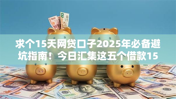 求个15天网贷口子2025年必备避坑指南！今日汇集这五个借款15天软件可用