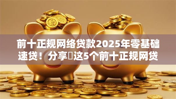 前十正规网络贷款2025年零基础速贷！分享​这5个前十正规网贷平台的借钱渠道