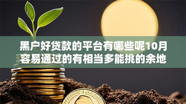 黑户好贷款的平台有哪些呢10月容易通过的有相当多能挑的余地！今天为您深入归类​这5个黑户贷款平台！