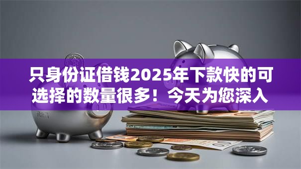 只身份证借钱2025年下款快的可选择的数量很多！今天为您深入精选这5个贷款口子！