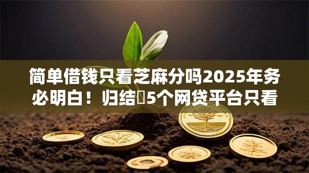 简单借钱只看芝麻分吗2025年务必明白！归结​5个网贷平台只看芝麻分借款