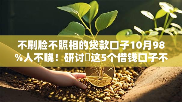 不刷脸不照相的贷款口子10月98%人不晓！研讨​这5个借钱口子不用刷脸也不拍照