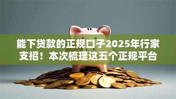 能下贷款的正规口子2025年行家支招！本次梳理这五个正规平台能借款的口子
