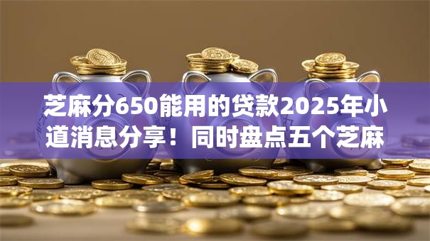 芝麻分650能用的贷款2025年小道消息分享！同时盘点五个芝麻分650可用的借钱app