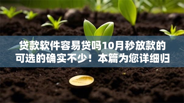 贷款软件容易贷吗10月秒放款的可选的确实不少！本篇为您详细归结​这五个黑户网贷口子！