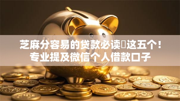 芝麻分容易的贷款必读​这五个！专业提及微信个人借款口子