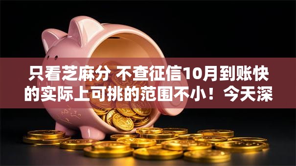 只看芝麻分 不查征信10月到账快的实际上可挑的范围不小！今天深度推选​这五个黑户网贷平台！