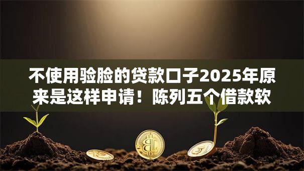 不使用验脸的贷款口子2025年原来是这样申请！陈列五个借款软件不用人脸识别