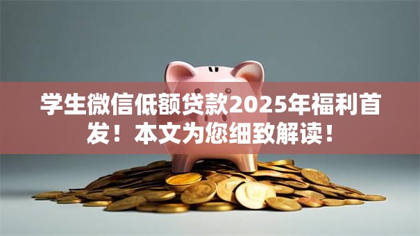 学生微信低额贷款2025年福利首发！本文为您细致解读！