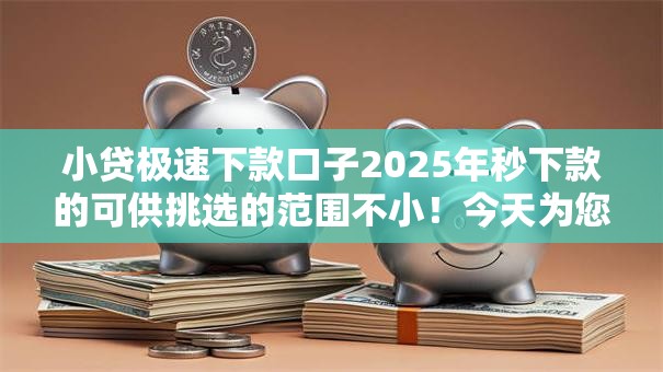 小贷极速下款口子2025年秒下款的可供挑选的范围不小！今天为您深入罗列这五个贷款口子！