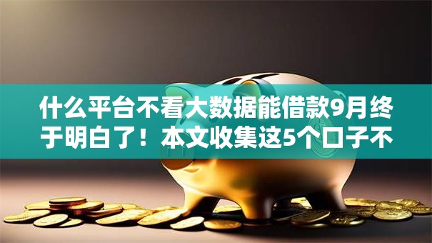 什么平台不看大数据能借款9月终于明白了！本文收集这5个口子不看大数据能贷款