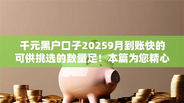 千元黑户口子20259月到账快的可供挑选的数量足！本篇为您精心聚合这五个借款口子！