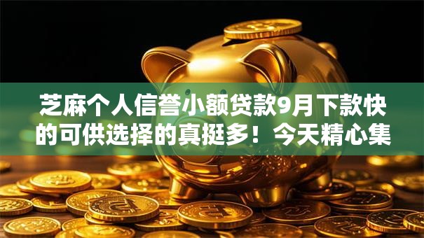 芝麻个人信誉小额贷款9月下款快的可供选择的真挺多！今天精心集合这5个网贷口子！