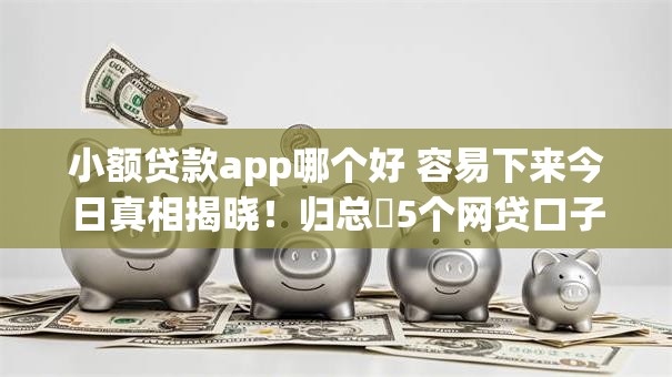 小额贷款app哪个好 容易下来今日真相揭晓！归总​5个网贷口子容易借钱的小额贷款