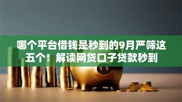 哪个平台借钱是秒到的9月严筛这五个！解读网贷口子贷款秒到