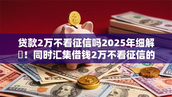 贷款2万不看征信吗2025年细解​！同时汇集借钱2万不看征信的网贷口子