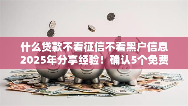 什么贷款不看征信不看黑户信息2025年分享经验！确认5个免费网络征信查询平台