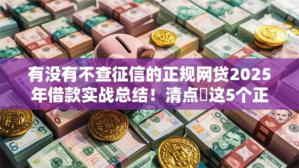 有没有不查征信的正规网贷2025年借款实战总结！清点​这5个正规贷款平台借钱不查征信