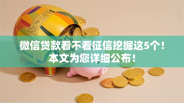 微信贷款看不看征信挖掘这5个！本文为您详细公布！
