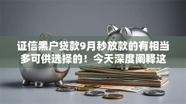 证信黑户贷款9月秒放款的有相当多可供选择的！今天深度阐释这五个贷款平台！