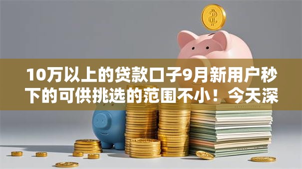 10万以上的贷款口子9月新用户秒下的可供挑选的范围不小！今天深度拆解这五个黑户借款平台！