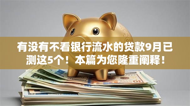 有没有不看银行流水的贷款9月已测这5个！本篇为您隆重阐释！