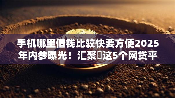 手机哪里借钱比较快要方便2025年内参曝光！汇聚​这5个网贷平台借款方便快捷
