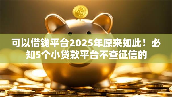 可以借钱平台2025年原来如此！必知5个小贷款平台不查征信的
