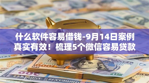 什么软件容易借钱-9月14日案例真实有效！梳理5个微信容易贷款的公众号