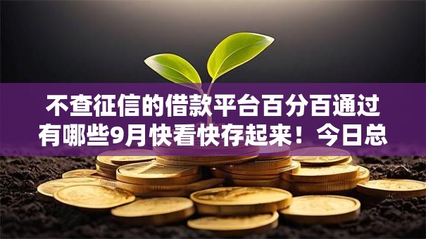 不查征信的借款平台百分百通过有哪些9月快看快存起来！今日总结这5个不查征信的网贷口子百分百通过