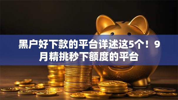 黑户好下款的平台详述这5个！9月精挑秒下额度的平台