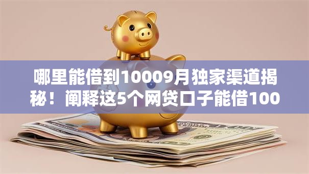 哪里能借到10009月独家渠道揭秘！阐释这5个网贷口子能借1000