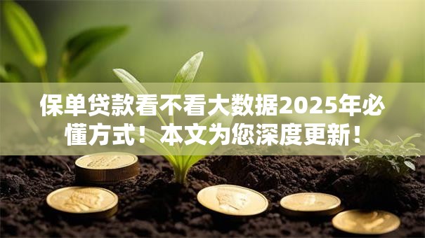 保单贷款看不看大数据2025年必懂方式！本文为您深度更新！